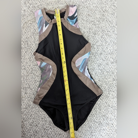 NWOT Next Womens (Medium) Front Zip Black & Metallic Racerback Bathing/Swim Suit - Picture 7 of 16